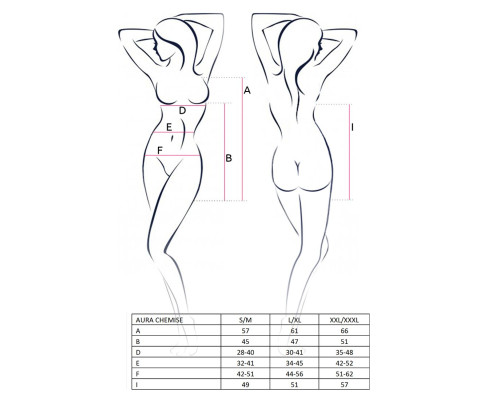Сорочка платье AURA CHEMISE black L/XL - Passion, трусики, халтер, со спущенными бретелями