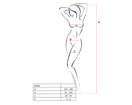 Бодістокінг Passion BS001 white, комбінезон, велика сітка
