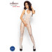 Бодистокинг Passion BS009 white, комбинезон, цветочный узор, декольте, закрытое горло