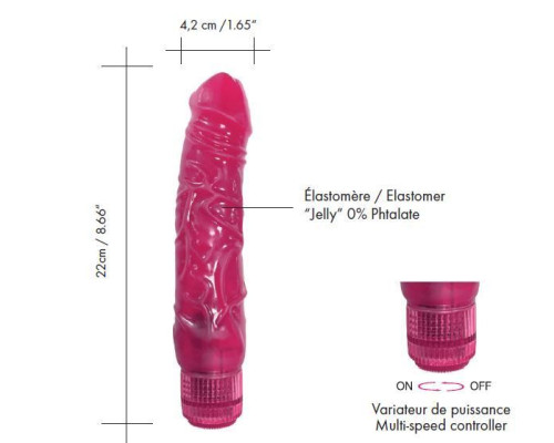 Фалоімітатор вібратор Dorcel Jelly Boy, діаметр 4,2см ТПЕ, плавне регулювання потужності вібрації