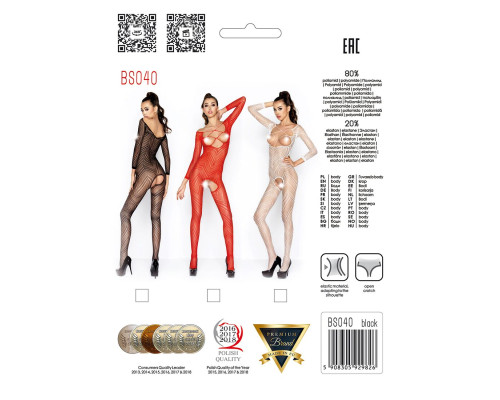Бодистокинг Passion BS040 red, комбинезон с открытой грудью