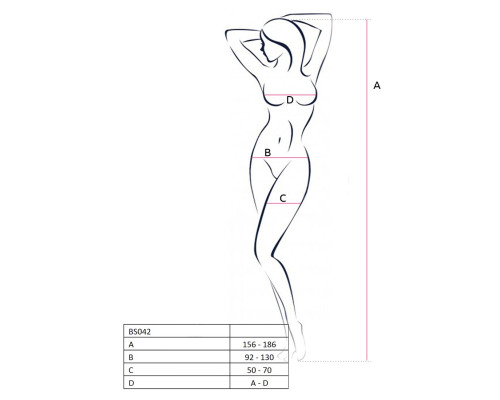 Бодістокінг Passion BS042 black, комбінезон, довгий рукав, закрите плече