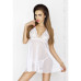 Прозора сорочка бебі-дол Passion JANET CHEMISE XXL/XXXL, white, трусики