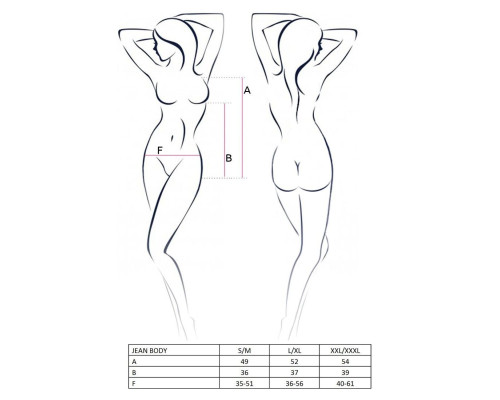 Боді монокіні під латекс Passion JEAN BODY XXL/XXXL, black