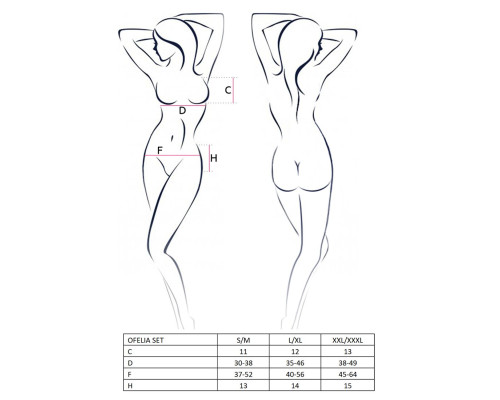 Комплект білизни Passion OFELIA SET OpenBra XXL/XXXL, white, стрінги, відкритий ліф, широкий пояс