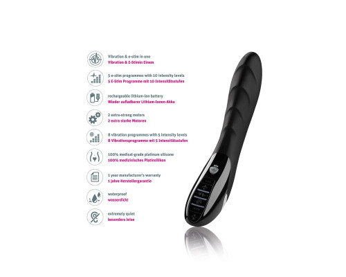 Вібратор з електростимуляцією Mystim Sizzling Simon eStim Black, міостимулятор