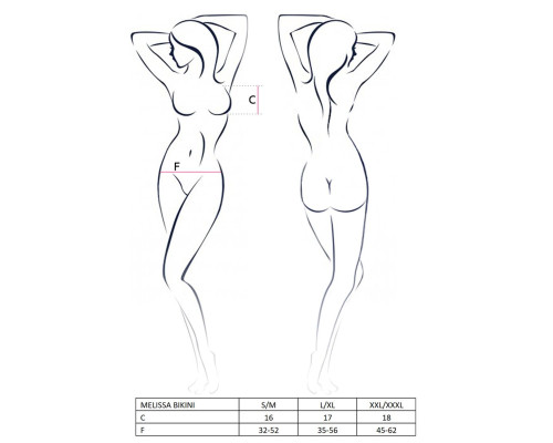 Комплект білизни Passion MELISSA BIKINI L/XL, black, ліф зі шнурівкою і трусики стрінги