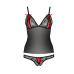 Комплект білизни Passion MELISSA SET XXL/XXXL, black, ліф-сорочка зі шнурівкою і трусики