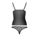 Комплект білизни Passion MELISSA SET XXL/XXXL, black, ліф-сорочка зі шнурівкою і трусики