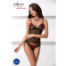 Комплект білизни Passion MELISSA SET XXL/XXXL, black, ліф-сорочка зі шнурівкою і трусики