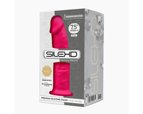 Фалоімітатор SilexD Henry Pink (MODEL 2 size 7.5in), двошаровий, силікон + Silexpan, діаметр 4,8 см