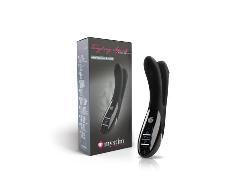 Вібратор подвійний з електростимуляцією Mystim Tingling Aparte eStim Black, міостимулятор