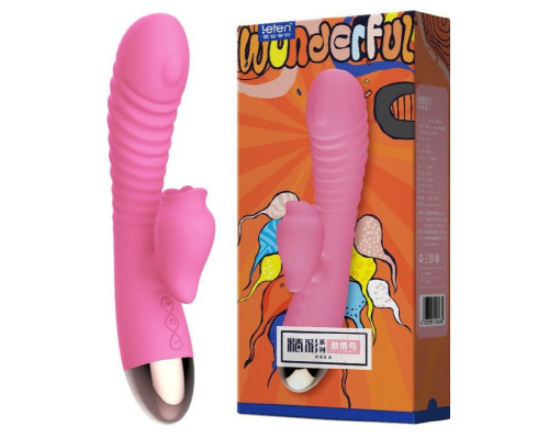 Вибратор-кролик с подогревом и шаловливым язычком для клитора Leten Wonderful Pink
