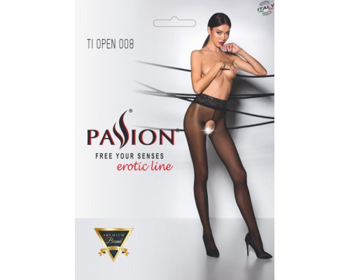 Еротичні колготки Passion TIOPEN 008 1/2 (30 den), black, з вирізом