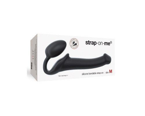 Безремінний страпон Strap-On-Me Black M, повністю регульований, діаметр 3,3 см