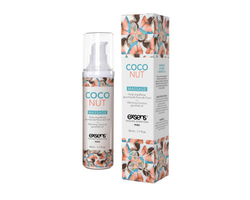 Масажна олія EXSENS Coconut 50 мл розігрівальна, без цукру, без парабенів, їстівна