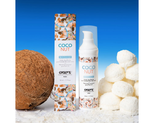 Масажна олія EXSENS Coconut 50 мл розігрівальна, без цукру, без парабенів, їстівна