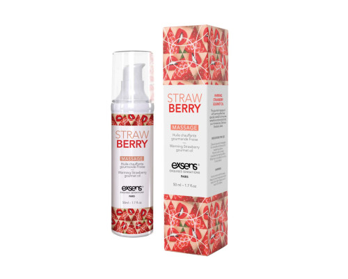 Масажна олія EXSENS Strawberry 50 мл розігрівальна, без цукру, без парабенів, їстівна