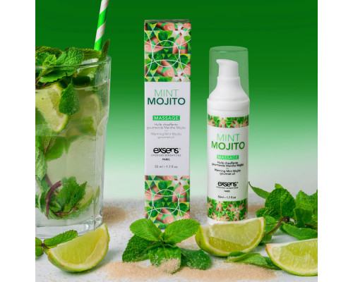 Масажна олія EXSENS Mojito 50мл розігрівальна, без цукру, без парабенів, їстівна