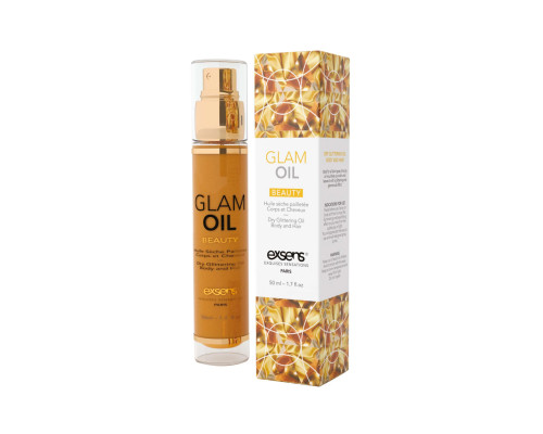 Олія для тіла з блиском EXSENS Glam Oil 50мл, з мигдальною олією, без парабенів і феноксіетанолу