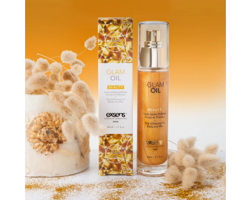 Олія для тіла з блиском EXSENS Glam Oil 50мл, з мигдальною олією, без парабенів і феноксіетанолу
