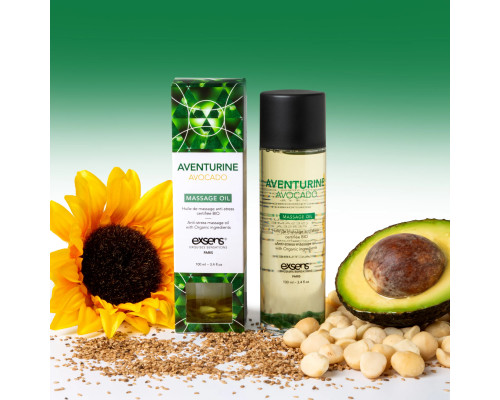 Масажна олія EXSENS Aventurine Avocado (антистрес з авантюрином) 100мл, натуральна