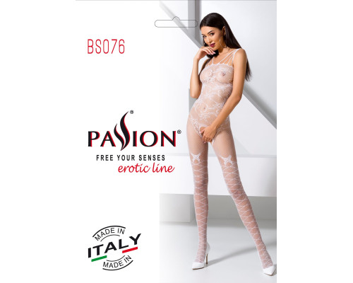 Ажурний бодістокінг з інтимними вирізами Passion BS076 white