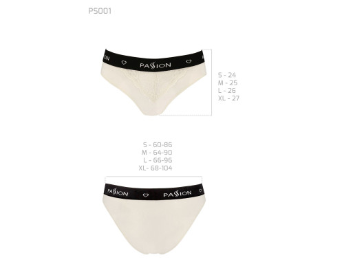 Трусики з широкою резинкою і мереживом Passion PS001 PANTIES XL, ecru