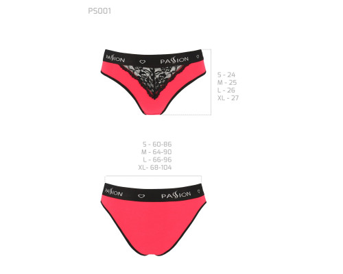 Трусики з широкою гумкою і мереживом Passion PS001 PANTIES L, red-black