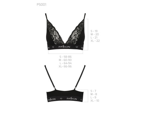 Еластичний топ з мереживом Passion PS001 TOP S, black