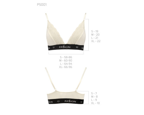 Еластичний топ з мереживом Passion PS001 TOP L, ecru