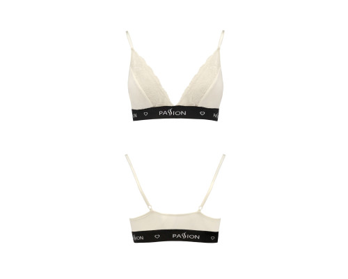 Еластичний топ з мереживом Passion PS001 TOP M, ecru