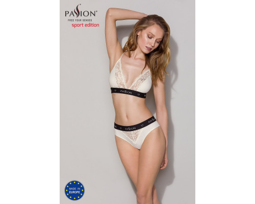 Еластичний топ з мереживом Passion PS001 TOP M, ecru