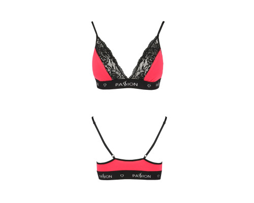 Еластичний топ з мереживом Passion PS001 TOP M, red-black
