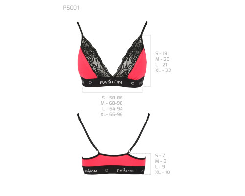 Еластичний топ з мереживом Passion PS001 TOP XL, red-black