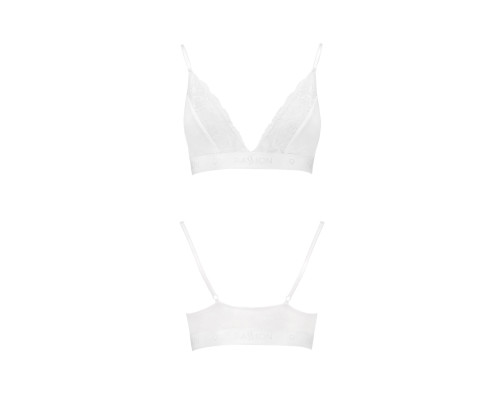 Еластичний топ з мереживом Passion PS001 TOP S, white