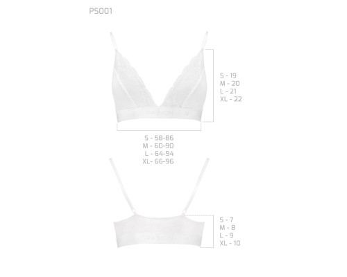 Еластичний топ з мереживом Passion PS001 TOP XL, white