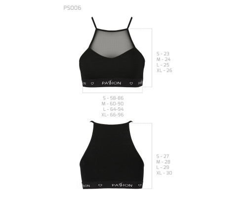 Спортивний топ з прозорою вставкою Passion PS006 TOP L, black