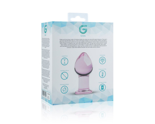 Рожева анальна пробка зі скла Gildo Pink Glass Buttplug No. 27