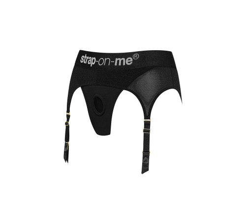 Трусики для страпона з підв’язками для панчіх Strap-On-Me REBEL HARNESS - XL
