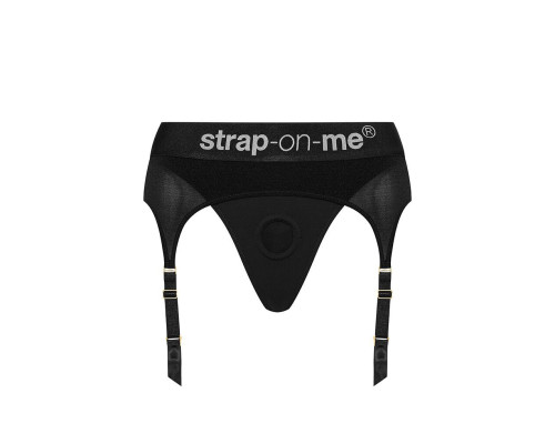 Трусики для страпона з підв’язками для панчіх Strap-On-Me REBEL HARNESS - XL