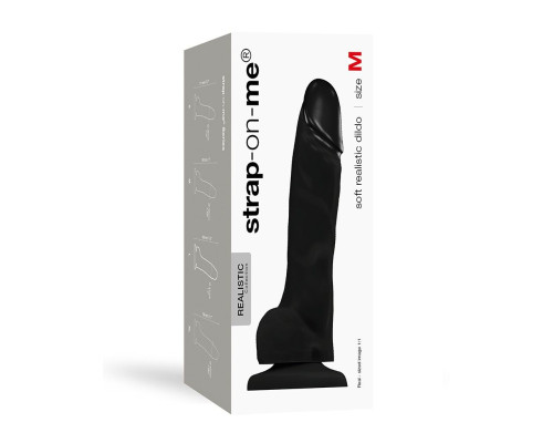 Реалістичний фалоімітатор Strap-On-Me SOFT REALISTIC DILDO Black - Size M