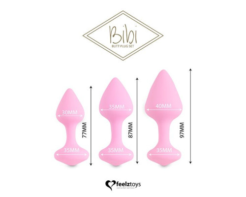 Набір силіконових анальних пробок FeelzToys - Bibi Butt Plug Set 3 pcs Pink