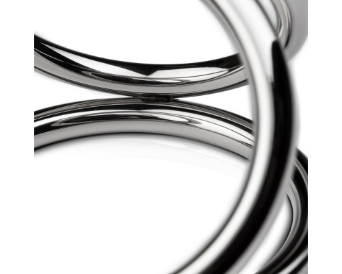 Тройное эрекционное кольцо Sinner Gear Unbendable — Triad Chamber Metal Cock and Ball Ring — Medium