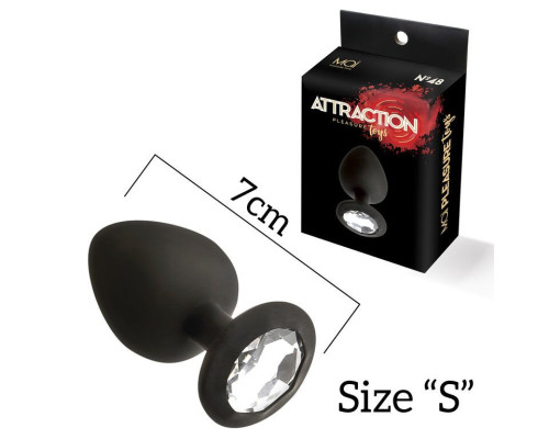 Анальна пробка з кристалом MAI Attraction Toys №47 Black, довжина 7см, діаметр 2,8 см