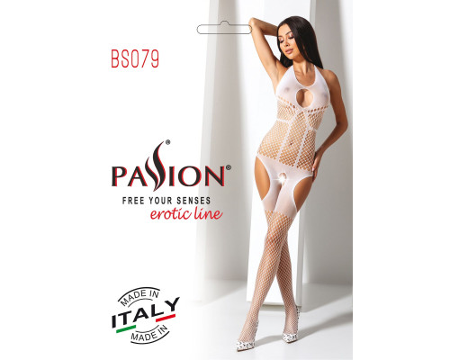 Бодістокінг з імітацією панчох Passion BS079 white