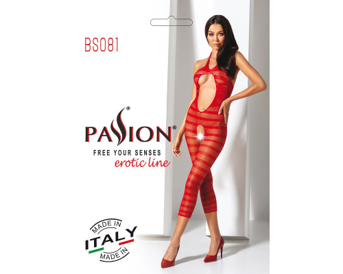 Сітчастий бодістокінг з відкритим животом Passion BS081 red