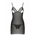 Сорочка з вирізами на грудях, стрінги Passion LOVELIA CHEMISE S/M, black