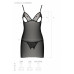Сорочка з вирізами на грудях, стрінги Passion LOVELIA CHEMISE S/M, black