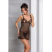 Сорочка з вирізами на грудях, стрінги Passion LOVELIA CHEMISE XXL/XXXL, black